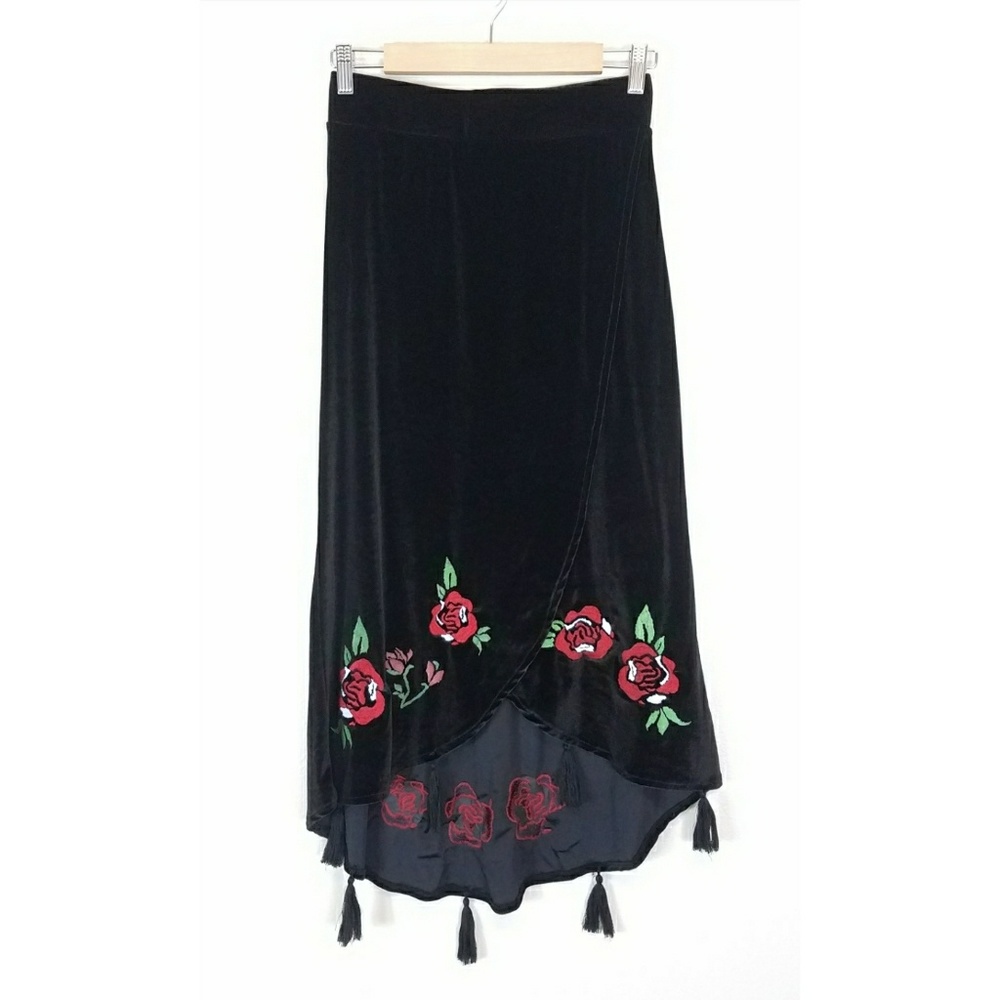 ZARA velvet floral hi-lo skirt